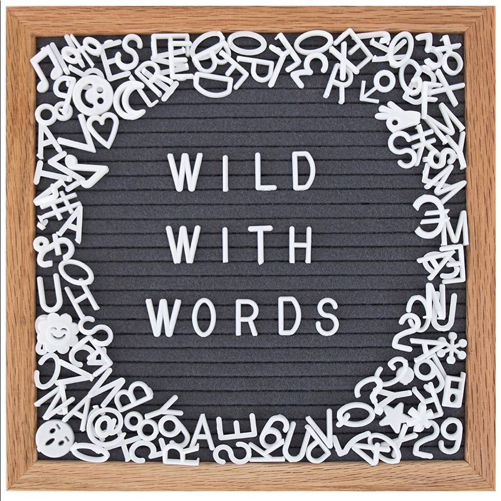 10x10 Wooden& Grey Felt Letter Board Set